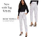 nwt $79-  NY&C  Women’s XL Pull-On Windowpane-Print Belted Ankle Ponte Pant