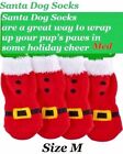 Christmas Holiday costume dog clothes Santa Dog Red & Fur Socks Med