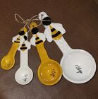  Ceramic Honey Bee Measuring Spoons 4 Piece Set Yellow White 