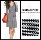 BANANA REPUBLIC Gemma Wrap Dress Chain Print Navy Blue White  Size Small 