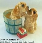  1993 Stone Critters Figurine Blonde Puppies & Tub Cocker Spaniels #SC-567