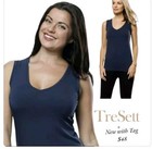 Tresett Bamboo V Neck Sleeveless Stretch Top Navy Women's M 24/Seven Comfort  