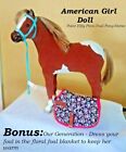 American Girl Doll PAINT FILLY HORSE Pinto Foal Pony Halter Lead Rope & Blanket