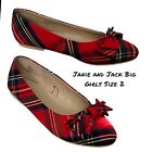 Janie and Jack Big Girls Size 2 Red Tartan Plaid Holiday Ballet Flats Shoes 