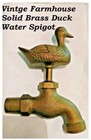 Vtg Farmhouse Solid Brass Duck Figural Water Garden Outdoor Faucet Hose Spigot