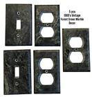 set 5 - 1980'S Vintage Green Marble Decor Light Switch Plates & Outlet Covers