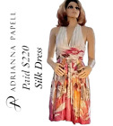 Adrianna Papell Silk Dress Size 2 Pastel Flower Pattern Lined Beaded Halter Neck
