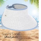 EUC Sun 'N' Sand Wide Brim Sun Visors /  beach Hat  Elastic Back Slate Tweed