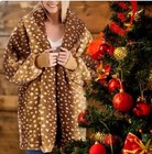 BumbleBella by Jill Martin Women's Sherpa Shawl Collar Button Lounger M/L Size