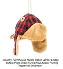 Winter Buffalo Plaid Check Fur EarFlap Aviator Hunting Trapper Hat Ornament