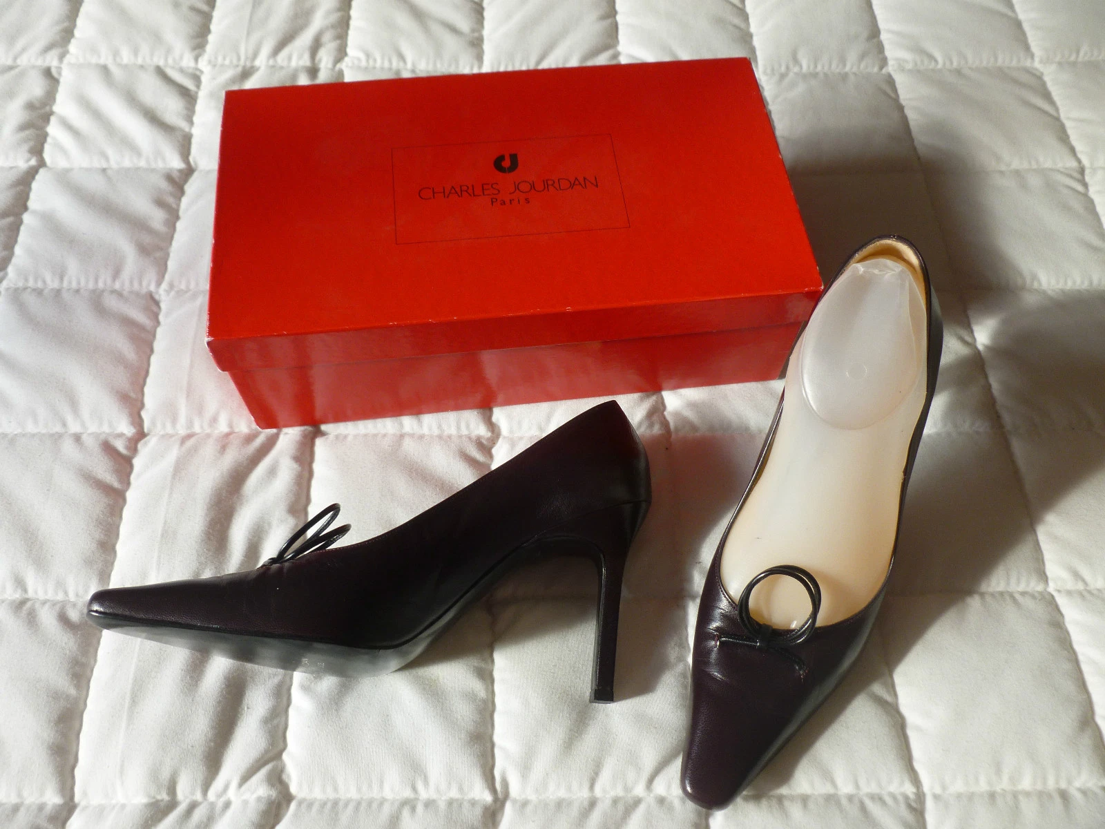 Escarpins Vintage CHARLES JOURDAN - Cuir Glacé Gris - Taille 40 FR (8 US) - Made In France - Occasion
