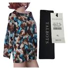NWT $89 Talbots Brown & Teal Floral 100% Merino Wool Sweater Top XL