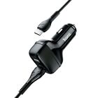 Dual USB Port Car Charger Adapter Fast Charging for iPhone Samsung LG HTC Black