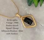 Vintage By Lia Sophia Black Pendent Slider Necklace Signed 16"-19"