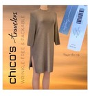 $109 New Chico’s Travelers Size 1 / Medium Gold Metallic Knit Tunic Sweater Top 