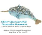 Glitter Glass Narwhal Ornament Sea life Coastal Nautical Beach Tropical Decor 7