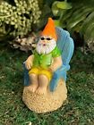 Miniature Dollhouse FAIRY GARDEN Accessories Beach Gnome in Adirondack Chair 