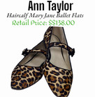 ANN TAYLOR Mary Jane Haircalf Ballet Flats Leopard Print Calf Hair Fur  Size 9.5