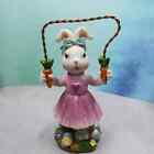 Girl Easter  Bunny Jumping Rope  holiday Statues Figure Figurine Ornament