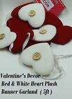 Valentine's Decor Red & White Heart Plush  Banner Garland  ( 5ft )
