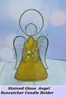 3 Dimensional Stained Glass Angel Suncatcher Figurine Candle Holder 