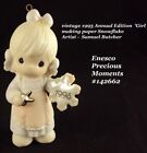 Vintage Enesco Precious Moments figure Ornament Girl cutting  paper snowflakes 