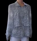 Nwt $40 Simply Styled New Tiered Blouse Snakeskin Long Roll-up Grey Size Medium