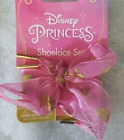 Disney Princess Pink Chiffon Ribbon Shoelaces w/ Gold Metallic Icons & Gold Tip