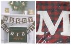 Merry & Bright  Christmas holiday Decor  Gingham garland  Banner Ornament