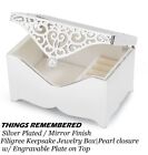 Things Remembered Silver Plated Filigree Pearl  Keepsake Jewelry Box Engravable 
