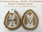 Mr & Mrs Bunny Burlap Coaster  Easter Spring Country Cottage Rustic Farmhouse