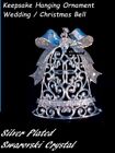 Silver plated Swarovski Crystal Keepsake Wedding / Christmas Ornament Bell NIB