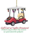 Holiday Ornament Golf Cart w/ Lights Golf Bag & Clubs Florida snowbird golf cart
