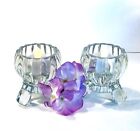 JEANNETTE glass Vintage Retro votive tealight pillar Footed Glass Candle Holders