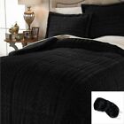 Soft & Cozy Reversible Jet Black Long Hair Plush MINK Fur Comforter Set Queen