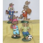 Set Sports Easter Bunnirs Rabbits figurines Basketball Football Baseball Soccer 
