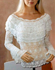 Boutique Europa Open Knit Boho Medallion Crochet Cotton Tunic Sweater Top Size M