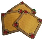 Vintage Leila’s Linens Glass Beaded Poinsettias Placemat Centerpiece Charger