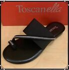 Toscanella Women's Size 7.5 Italian Jaded Rhinestone strappy slip on Sandals
