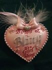 Bows & Bling Pink Glitter Jewel Fur Heart Ornament  " Its a Girl Thing "