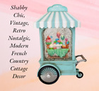 LED  Nostalgic Sweet Shop Dessert Cart shabby chic, Glittery Snow Globe figurine