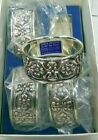 Vintage 70s Victorian Shabby Romanticism silver floral napkin rings Holders set