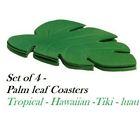 tropical hawaiian  tiki luau Party Decorations palm leaf  foam coasters set of 4