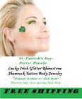 St. Patrick's Day Lucky Irish Glitter Rhinestone Shamrock Tattoo Body Jewelry