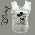 Nwt $37 Disney Size M Classic Mickey Mouse Metallic Stretch Tank Top 100% Cotton