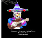 Day of the Dead Sugar Skull Guitar Player Glass Ornament Halloween - Christmas