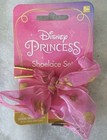 Disney Princess Pink Chiffon Ribbon Shoelaces w/ Gold Metallic Icons & Gold Tip