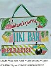 14" Tiki Bar Patio  Luau Party Beach Tropical Decor Wooden Glitter Plaques Sign 