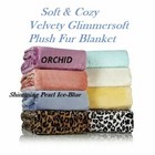 Soft & Cozy Velvety Glimmersoft Plush Fur Blanket Ice Blue ( Queen )