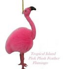 Tropical Beach Island Tiki Luau Plush Pink Feather Flamingo Ornament Coastal 